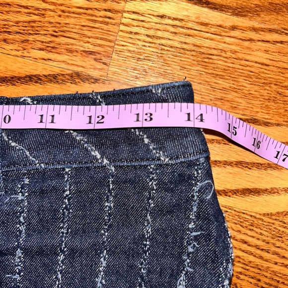 NEW Armani Emporio Armani Pinstripe Denim Mini Skirt button down size 40 NWOT - Picture 7 of 9